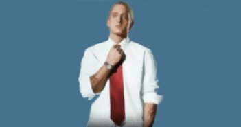 Bald Eminem-Album? Hochdruck-Arbeit an neuer Musik! Frontale Aufnahme von Eminem mit Hemd und Krawatte als polygonale Zeichnung